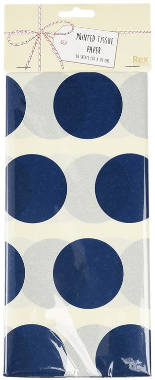 Rex Tissue Paper (10 Sheets) - Navy on White Spotlight