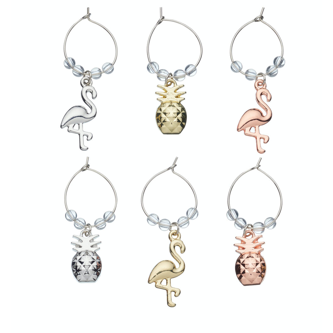 Barcraft Tropical Pineapple and Flamingo Wine Charms