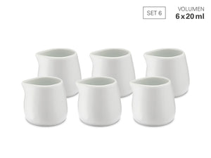 Weis Mini Milk Jug White Porcelain 20ml Set of 6
