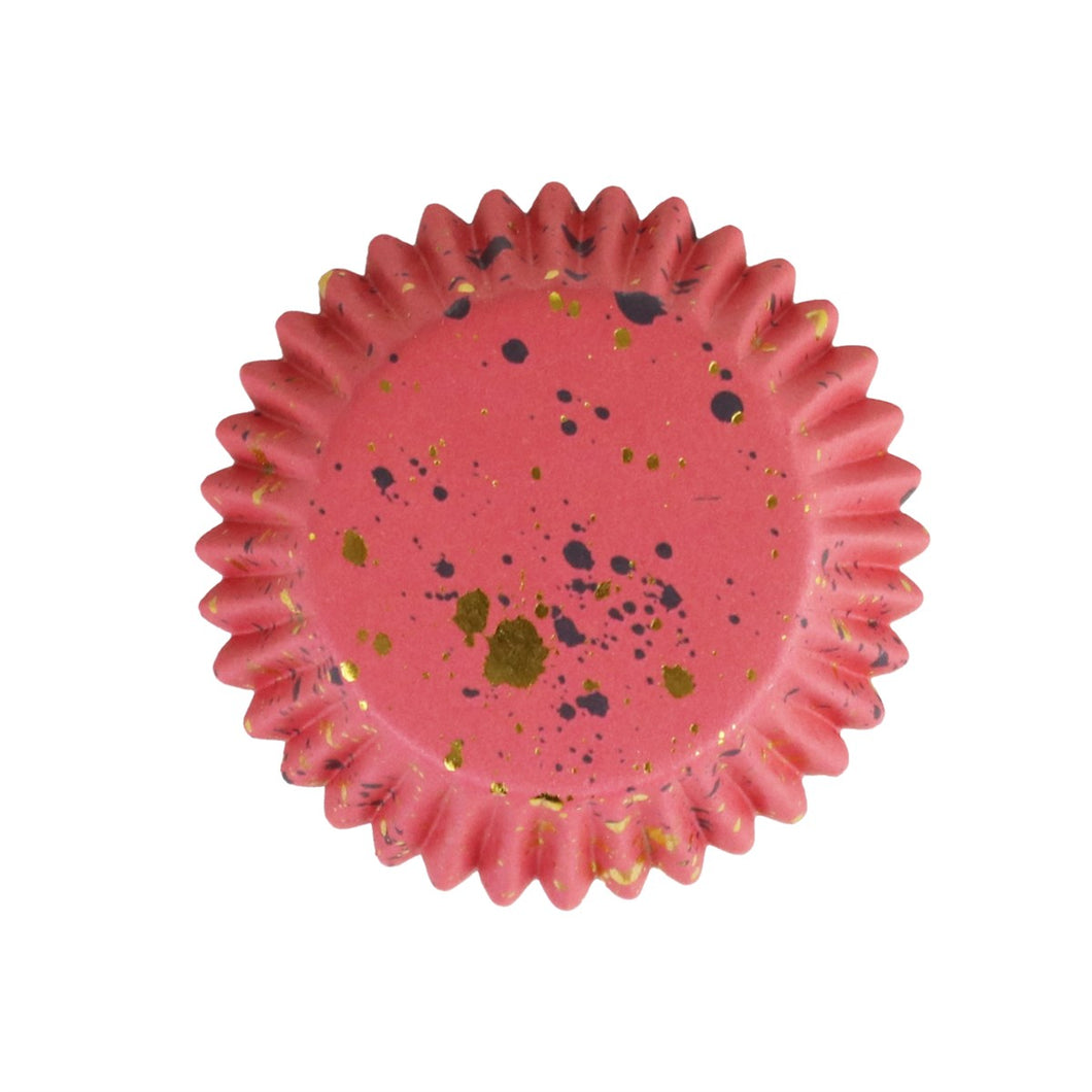Cupcake Cases Foil Lined – Pink & Gold Flecks