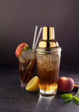 Load image into Gallery viewer, Taproom Glass Cocktail Shaker with Measures - Gold
