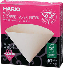 Load image into Gallery viewer, Hario V60 Coffee Filter Papers Size 01 - Brown - (100 Pack Boxed)
