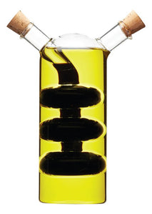 World of Flavours Italian Glass Dual Oil & Vinegar Bottle, 300ml/100ml