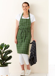 Ladelle Eco Check Apron - Green
