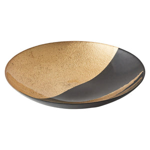 Anton Studio Decorative Glass Bowl - Black and Gold Fusion