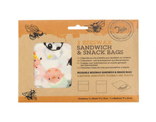 Load image into Gallery viewer, Tala Beeswax Sandwich &amp; Snack Bag  Animals- Set of 2
