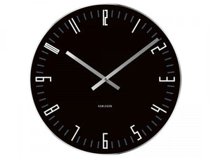 Wall clock Slim Index black glass mirror edge