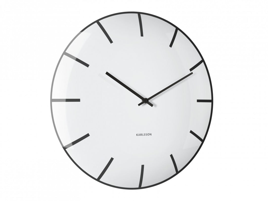Glass Dome Wall Clock - White