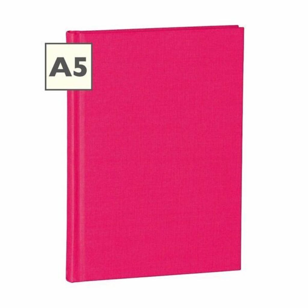 Classic Un-ruled A5 Notebook - Pink Linen Cover