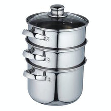 Load image into Gallery viewer, KitchenCraft Stainless Steel Three Tier Steamer - 20cm
